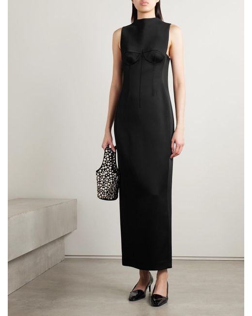Khaite Black Shoshanna Satin-Crepe Gown
