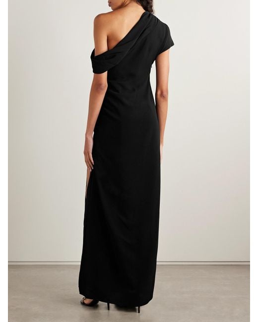 Jonathan Simkhai Black Kally Asymmetrische Robe Aus Crêpe Mit Raffungen Und Falten