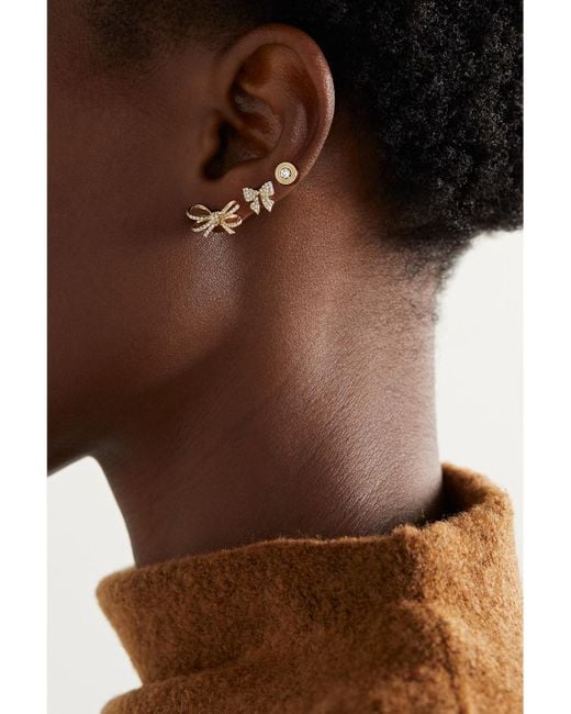 Sydney Evan Natural Double Bow 14-Karat Diamond Single Earring