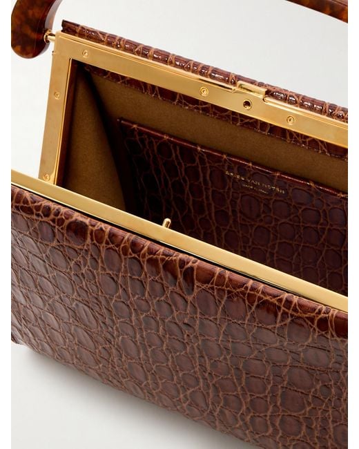 Dries Van Noten Brown Tote Aus Leder Mit Krokodileffekt