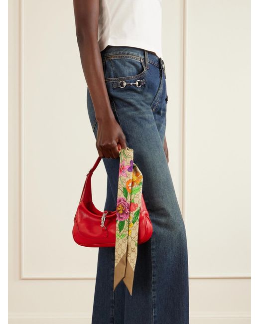 Gucci Green Flora Printed Silk-Twill Scarf
