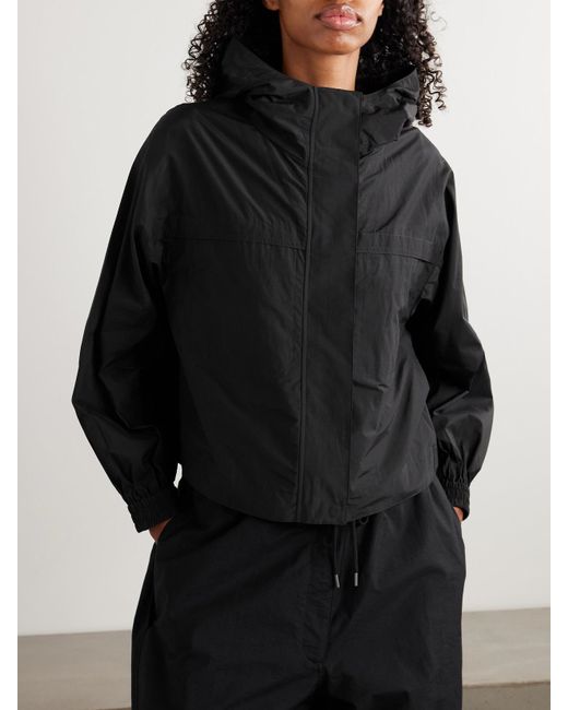 Veste À Capuche En Tissu Technique De Coton Mélangé À Fronces Theory en coloris Black