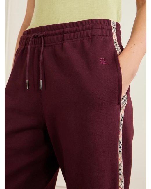 Burberry Red Jodie Checked Cotton-Jersey Straight-Leg Track Pants