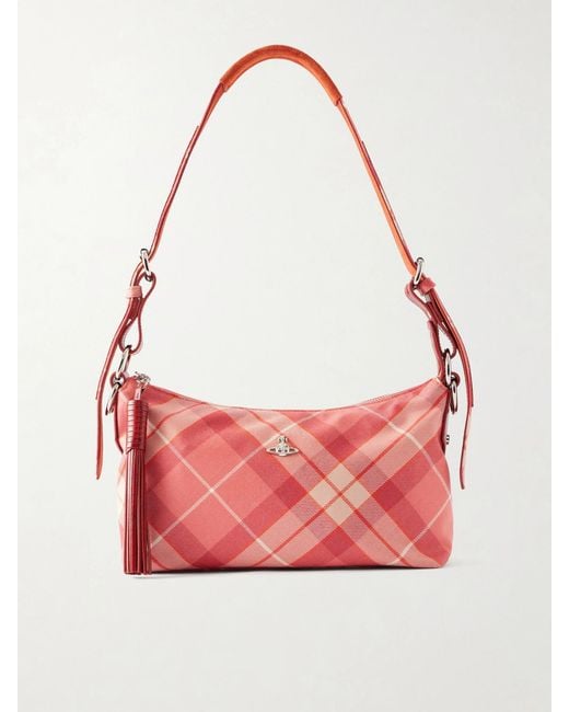 Vivienne Westwood Pink Emma Checked Wool Shoulder Bag