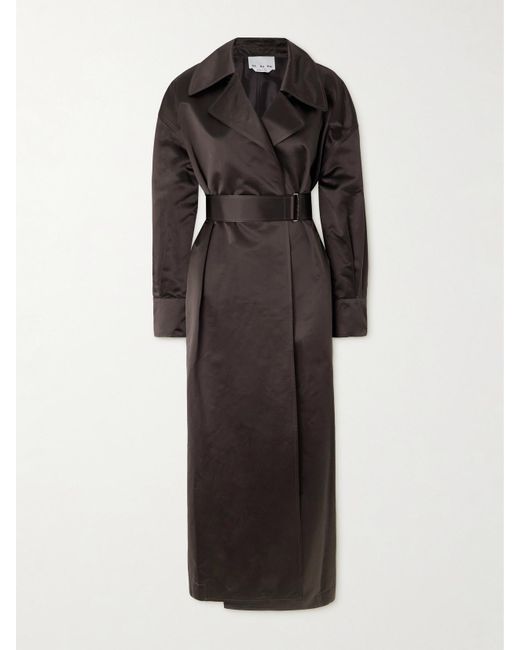 Sa Su Phi Black Valentina Trenchcoat Aus Seidensatin Mit Gürtel