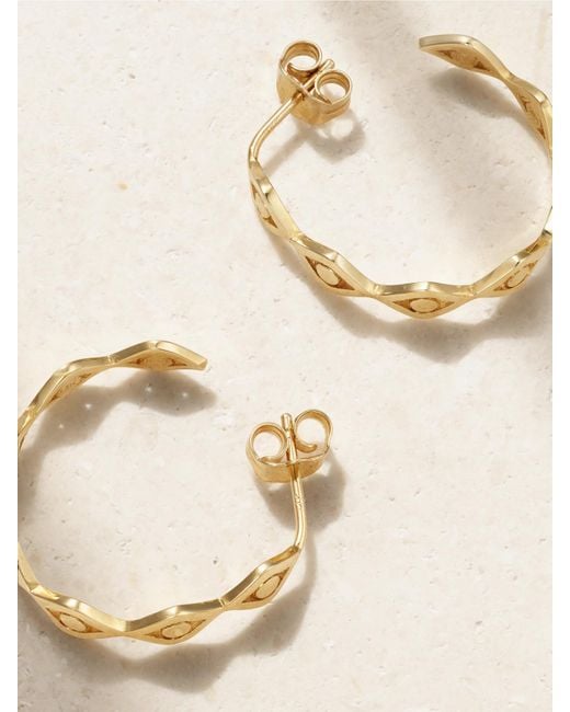 Sydney Evan Natural Medium Evil Eye 14-Karat Hoop Earrings