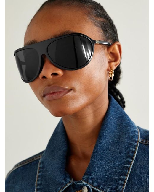 Miu Miu Black Oversized D-Frame Acetate Sunglasses