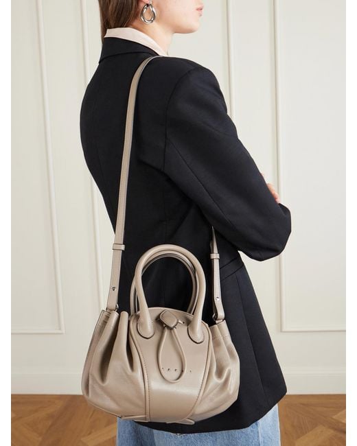 Marni Natural Tulipea Small Ruched Leather Shoulder Bag
