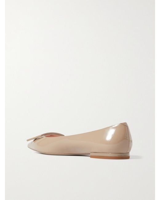 Roger Vivier Natural Gommettine Patent-Leather Point-Toe Flats