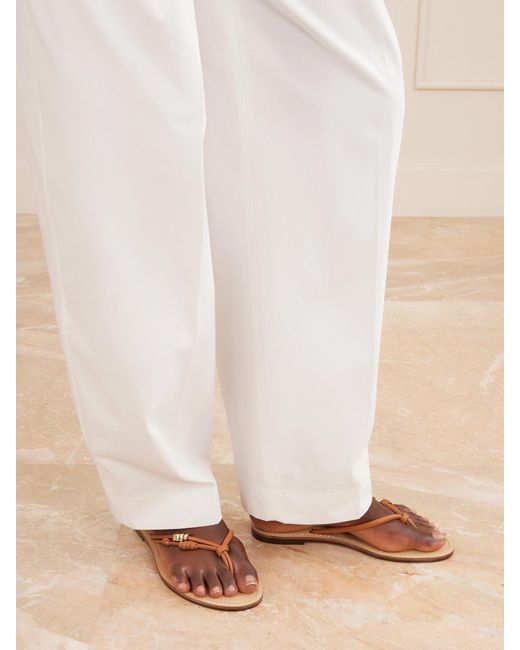 Amanu Brown The Kiwayu Embellished Leather Sandals