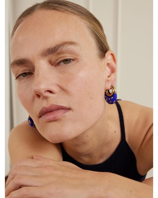 Maison Mayle Blue Niki-Plated And Enamel Hoop Earrings