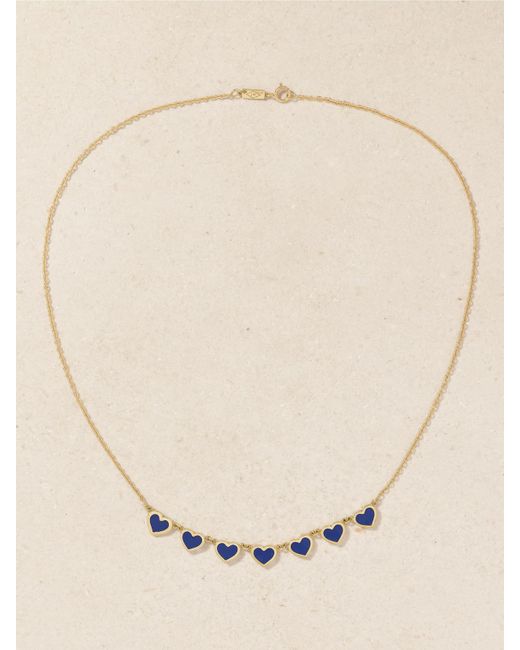 Jennifer Meyer Natural 7 Extra Small Mini Heart Kette Aus 18 Karat Mit Lapislazuli