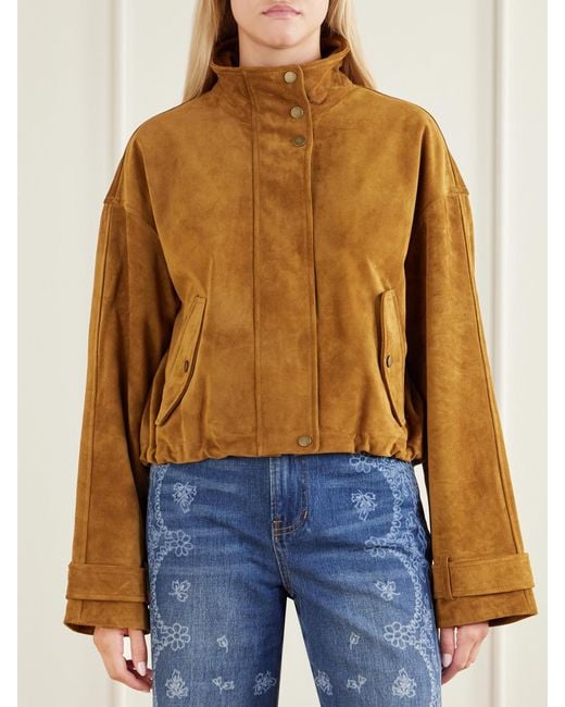 Veronica Beard Brown Bateman Cropped Suede Jacket