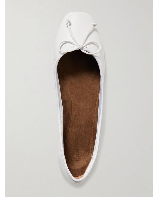 Khaite White Charlotte Leather Ballet Flats
