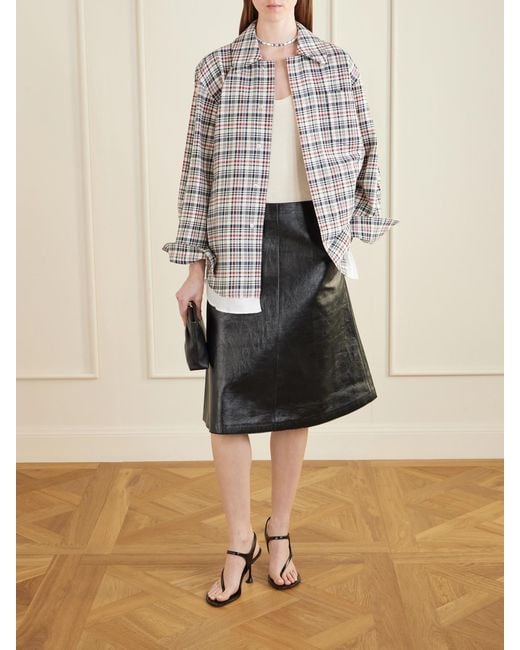 Victoria Beckham White Cocoon Checked Cotton And Virgin Wool-Blend Jacket