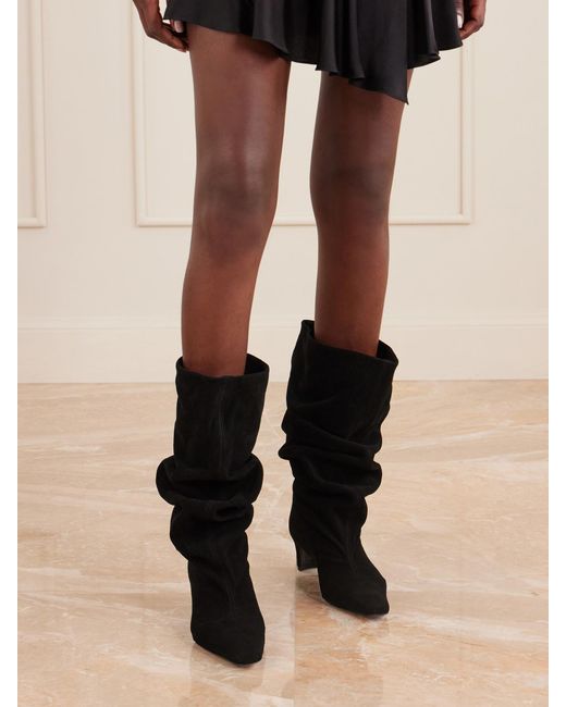 Staud Black Wally Suede Knee Boots