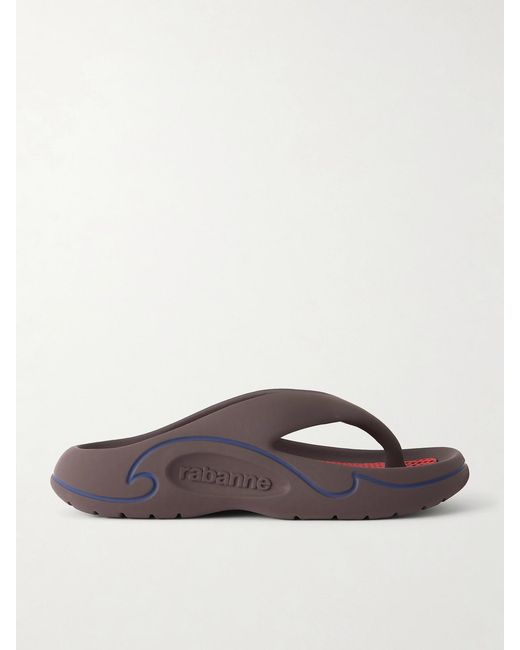 Rabanne Brown 3D Logo-Embossed Thong Sandals