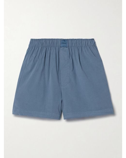 Skims Blue Cotton-Blend Poplin Boxer – Harbor – Boxershorts Aus Popeline Aus Einer Baumwollmischung