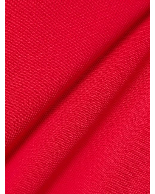 Staud Red Canna Strapless Stretch-Jersey Midi Dress