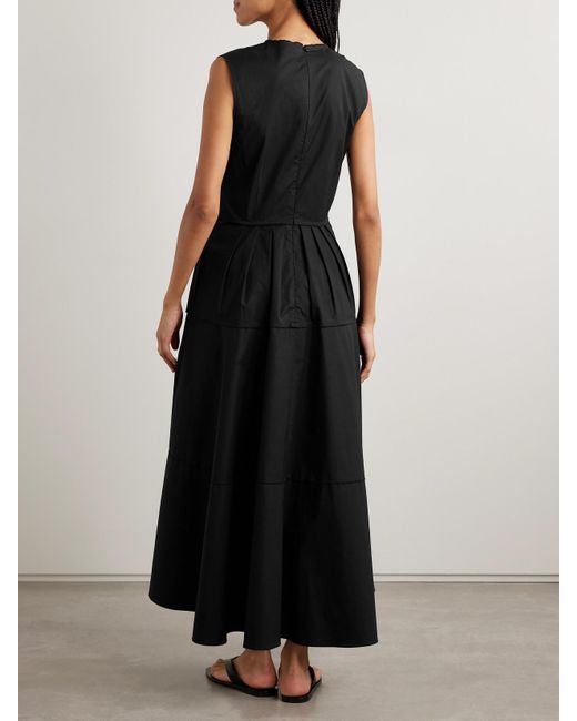 Proenza Schouler Black Kailey Maxikleid Aus Stretch-Baumwollpopeline Mit Falten