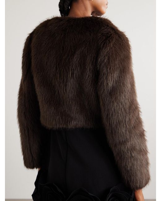 Staud Black Casmira Cropped Plush Jacket