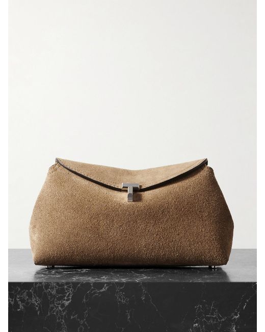 Totême  Natural T-Lock Suede Clutch