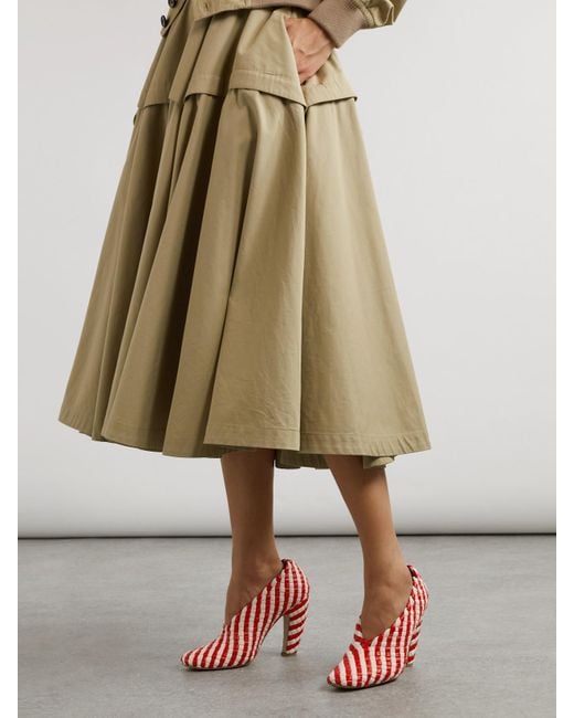 Bottega Veneta Red Canalazzo Striped Intrecciato Leather Pumps