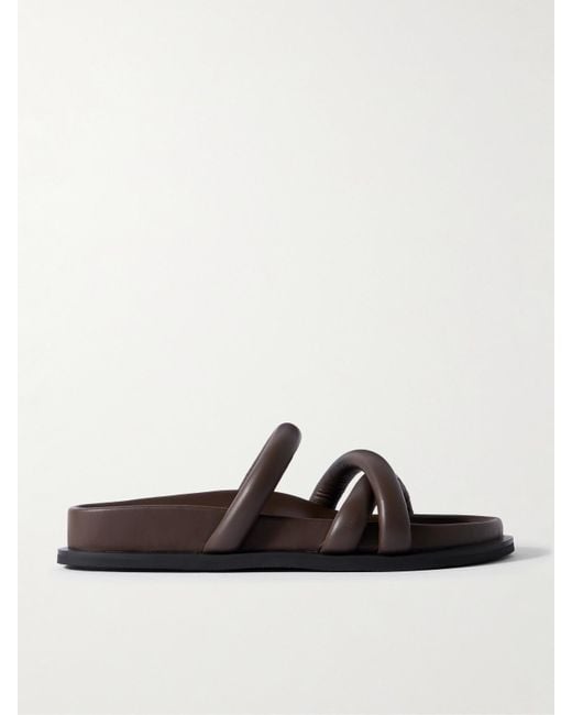 St. Agni Brown Leather Slides