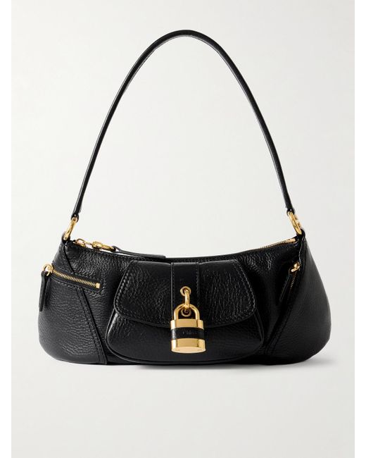 Chloé Black The 99 Schultertasche Aus Strukturiertem Leder Mit Verzierung