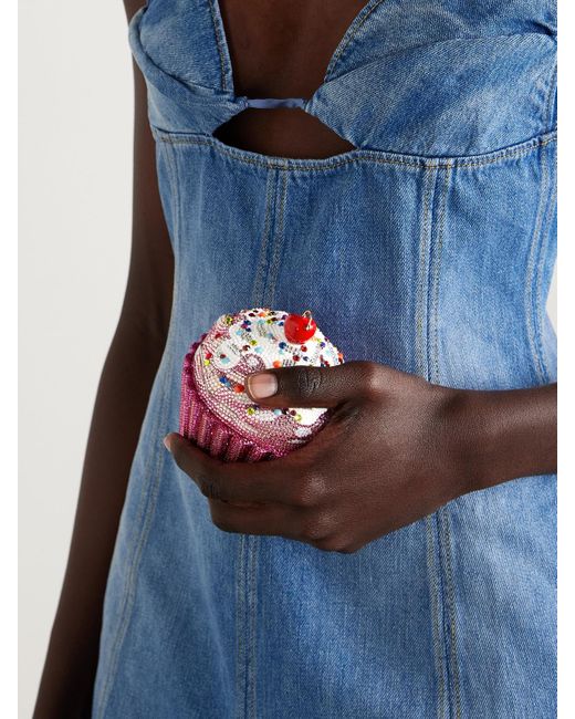 Judith Leiber Pink Cherry Cupcake Crystal-Embellished-Tone Clutch