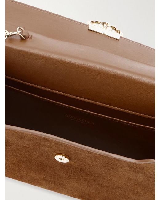 Aquazzura Brown Alex Suede Clutch Bag