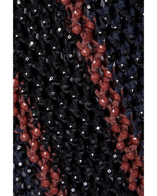 DIOTIMA Black Dennis Marina Beaded Crocheted Cotton-Blend Tank