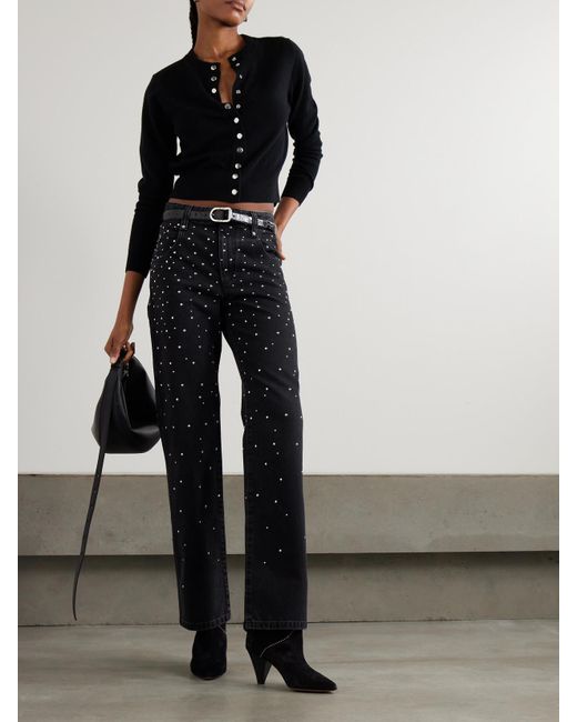 Isabel Marant Blue Brinsa Studded High-Rise Skinny Jeans