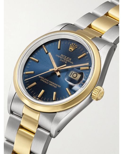 Stephanie Windsor Blue Rolex Vintage 1991 Oyster Perpetual Datejust Automatic 34Mm 18-Karat And Stainless Steel Watch, Ref. No. 15203