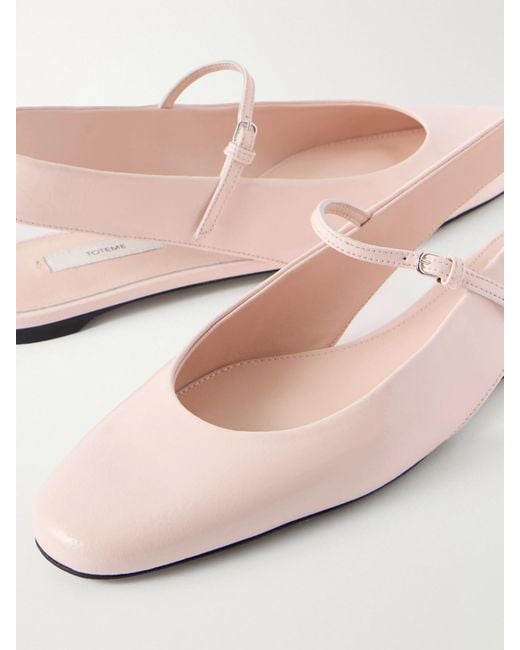 Totême Natural Leather Mary Jane Slingback Ballet Flats