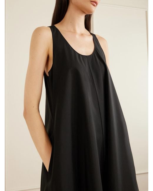 Theory Black Gathered Cotton And Nylon-Blend Maxi Dress