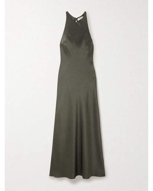Blazé Milano Green Skyros Satin Midi Dress