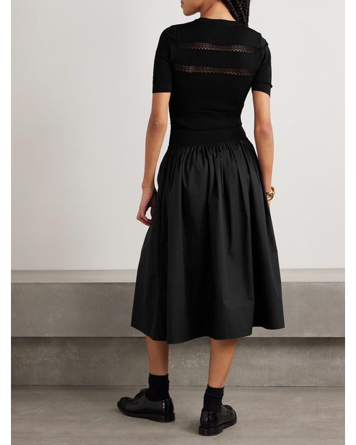 Sea Black Devon Paneled Stretch-Knit And Cotton Midi Dress