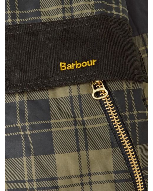 Barbour Green Elaine Hooded Corduroy-Trimmed Checked Waxed-Cotton Jacket