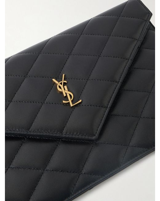 Saint Laurent Black Paris Matelassé Leather Pouch