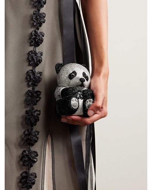 Judith Leiber Black Teddy Bear Ling Crystal-Embellished-Tone Clutch