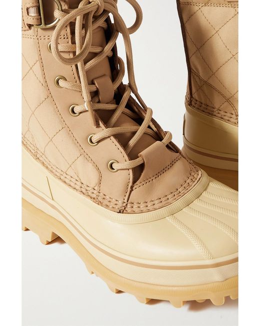 Sorel Natural Caribou Royal Waterproof Leather-Trimmed Canvas And Rubber Ankle Boots