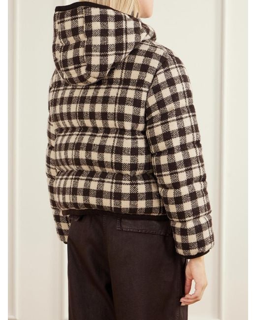 Moncler Black Abstraction Checked Wool-Blend Down Jacket
