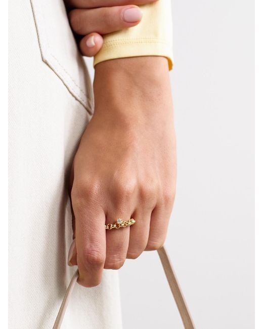 Yvonne Léon Metallic Jaseron Flottant 18-Karat Diamond Ring