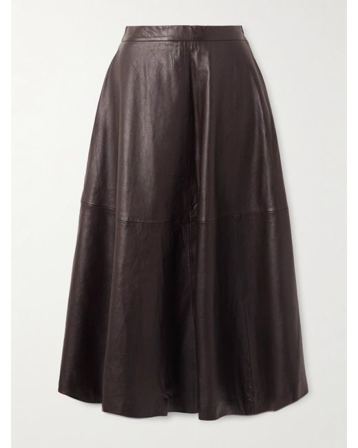 Rohe Brown Paneled Leather Midi Skirt