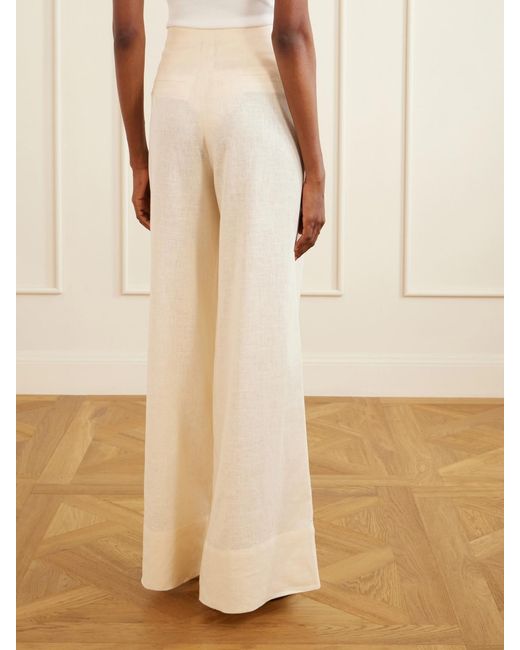 ANDRES OTALORA White Ancestra Pleated Linen Wide-Leg Pants