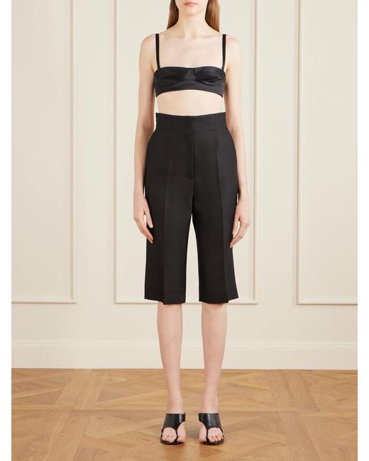 Khaite Black Selah Cotton-Blend Satin Bralette