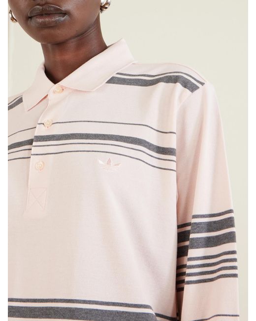 Adidas Originals Natural Wales Bonner Striped Cotton-Piqué Polo Shirt