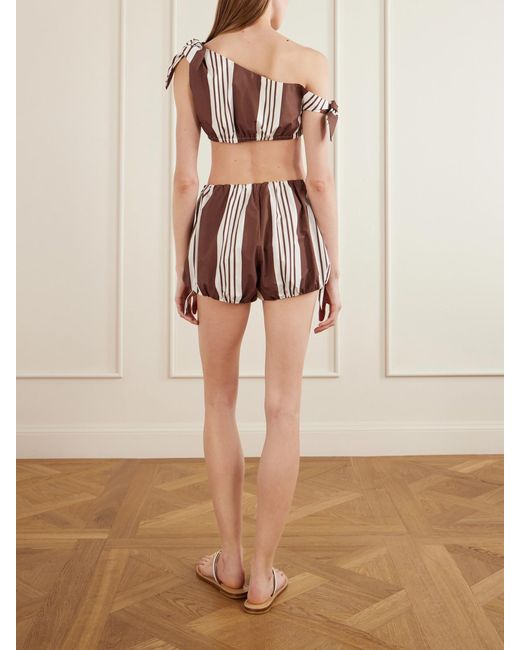 Posse Red Rosie Knotted Striped Cotton-Poplin Shorts