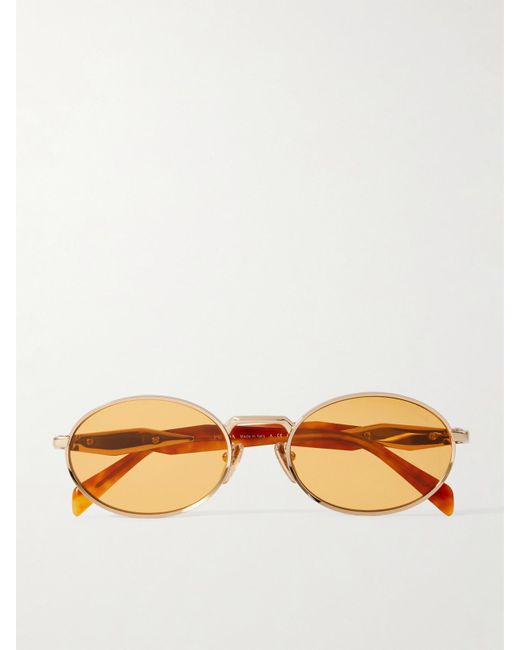 Prada Natural Oval-Frame Tortoiseshell Acetate And-Tone Sunglasses